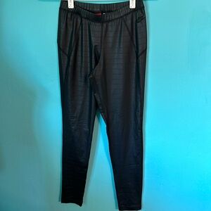 NIKE Pleather Wet Look Striped Mid Ride Active Leggings S